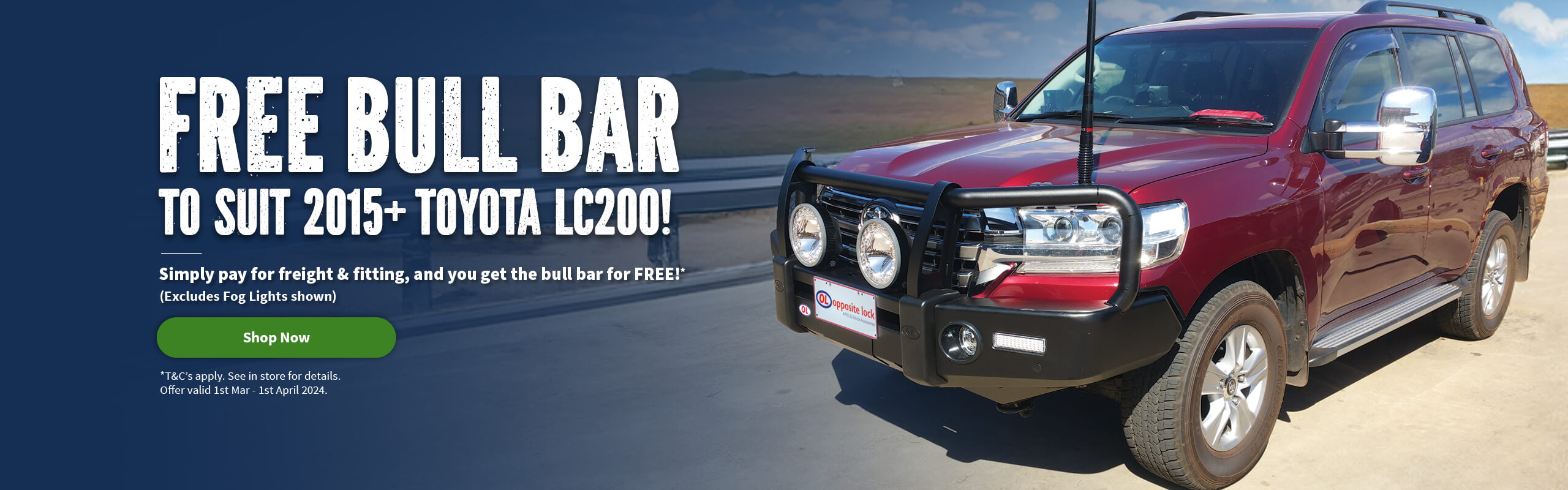 FREE BULL BAR TO SUIT 2015+ TOYOTA LC200!