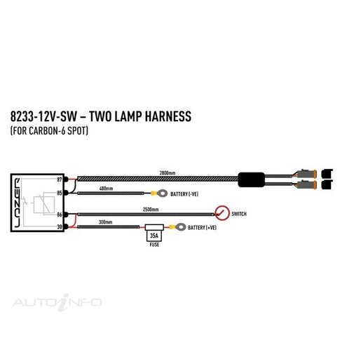 Lazer LAZER LAMP - TWO-LAMP HARNESS KIT - WITH SWITCH CARBON SERIES 12V - 8233-12V-SW