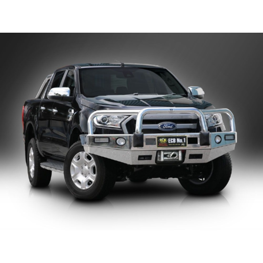 ECB Winch Bullbar w/ Bumper Lights To Suit Ford Ranger PX MKII - EAF169SYB