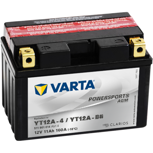 Varta Powersports AGM Battery - YT12A-BS