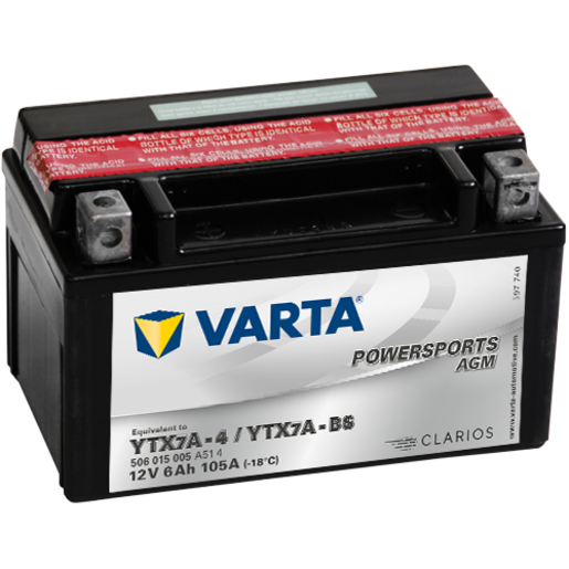 Varta 12V 105CCA RC Powersports AGM Motorcycle Battery - YTX7A-BS