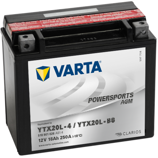 Varta Powersports AGM Battery - YTX20L-BS