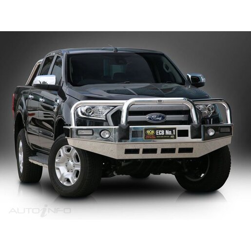 East Coast Bull Bars Big Tube  Bullbar Bar - With ECB bumper lights - ADR Compliant Silver Hammertone - EAF164SYZ