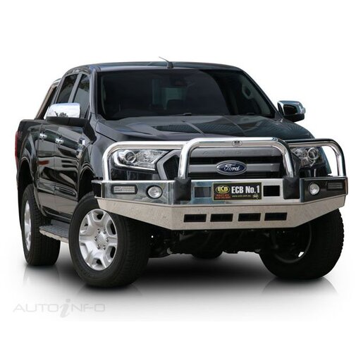 East Coast Bull Bars Big Tube  Bullbar Bar - With ECB bumper lights - ADR Compliant Silver Hammertone - EAF164SYZ