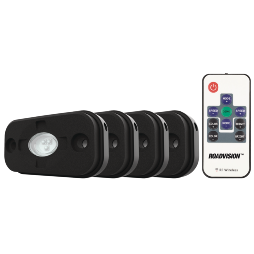 Roadvision RGB Led Rock Light Kit 4 Way RF Remote Controlled - RRGB4RLK
